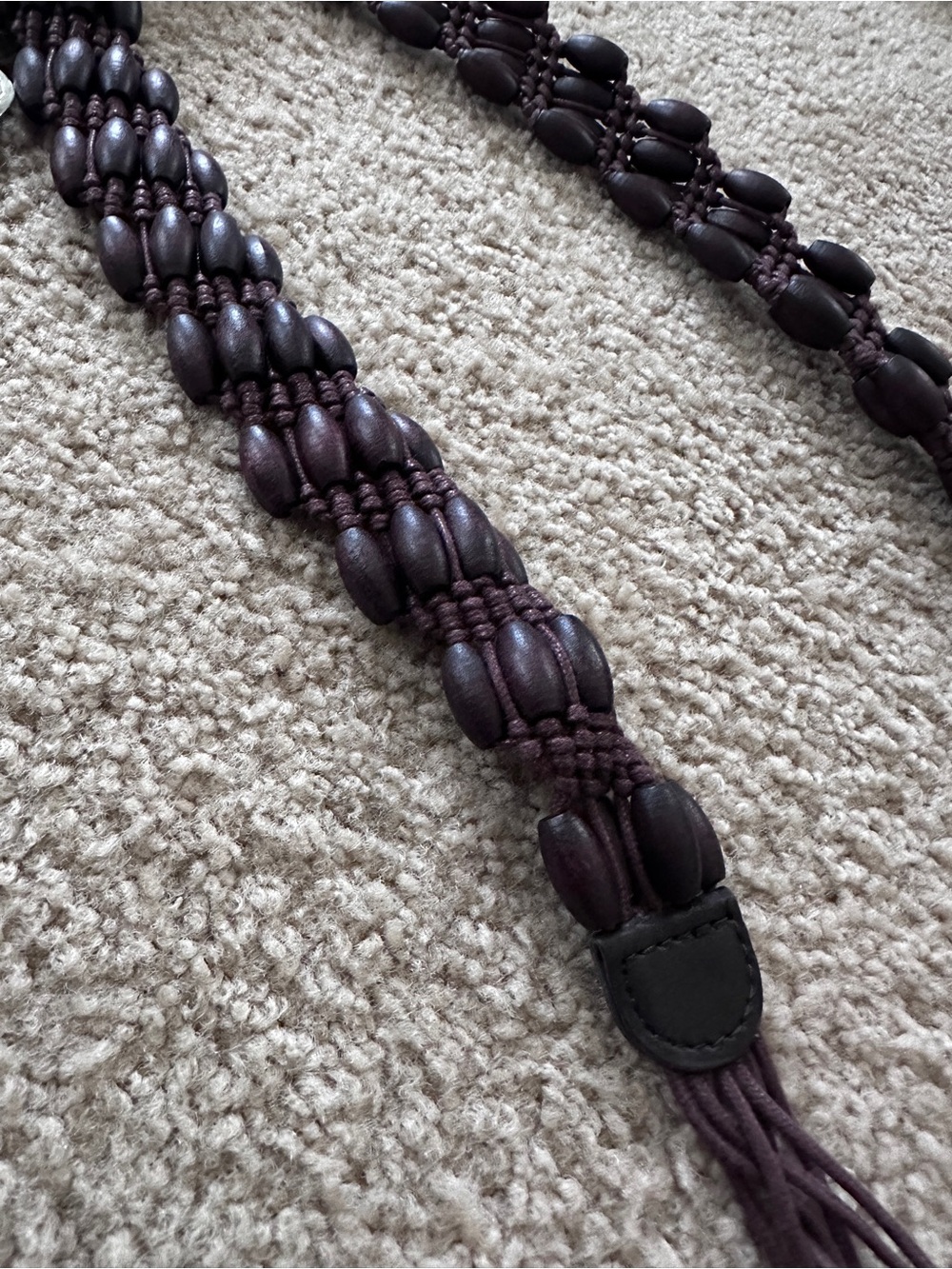 Y2K Boho Braided Leather Tie Belt + Studded Concho Belt - Brown & Black - Picture 3 of 4